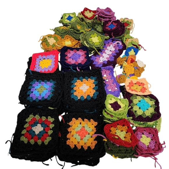 Other - Vintage  Crocheted Granny Squares 1-8" Individual Squares Colorful Lot Over 170